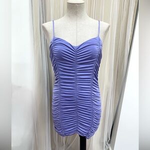 Stretchy Pencil Rushed Mini Dress Lavender Purple Cocktail Homecoming Sz Large